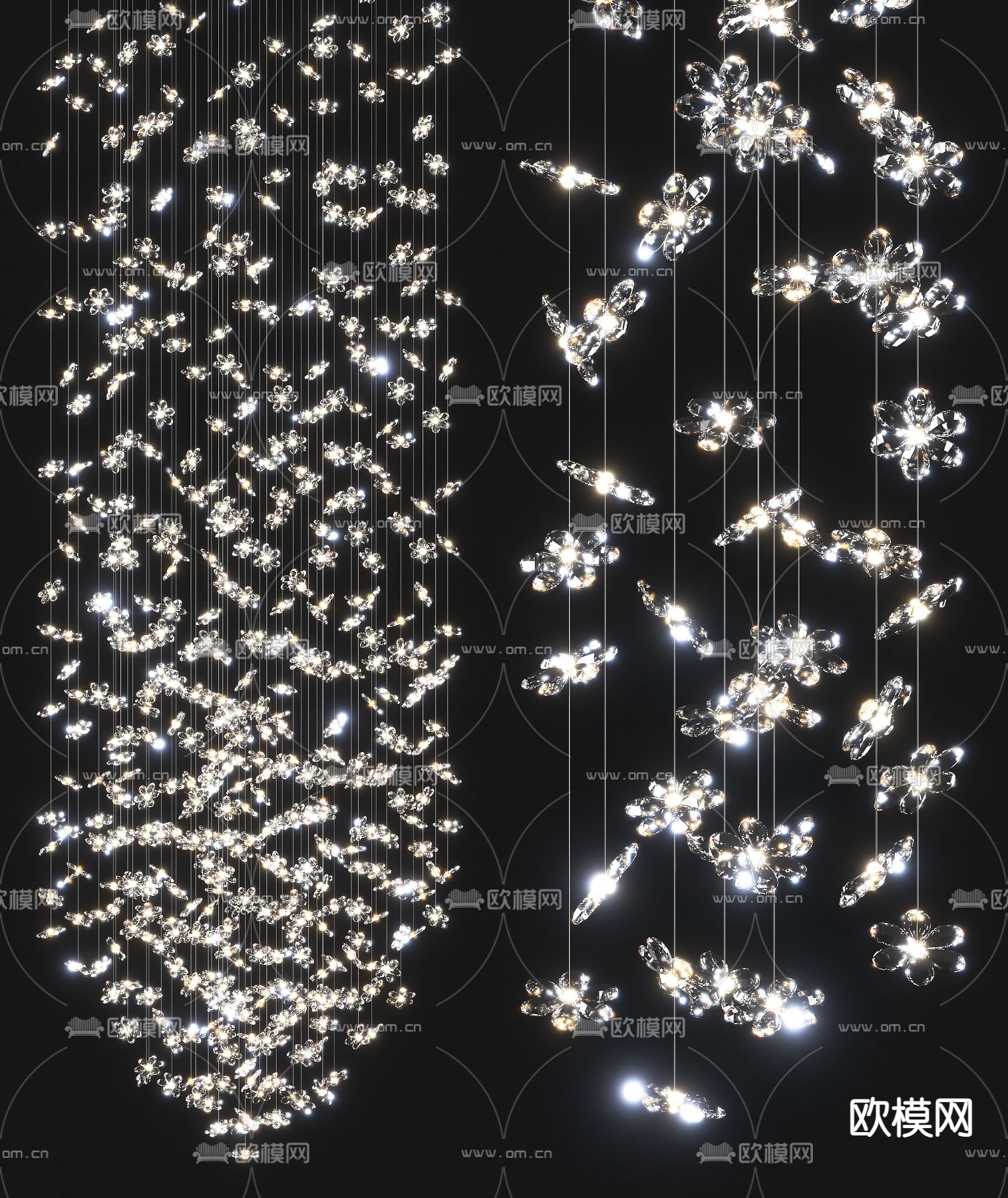 现代水晶装饰吊灯su模型下载（渲染图1）