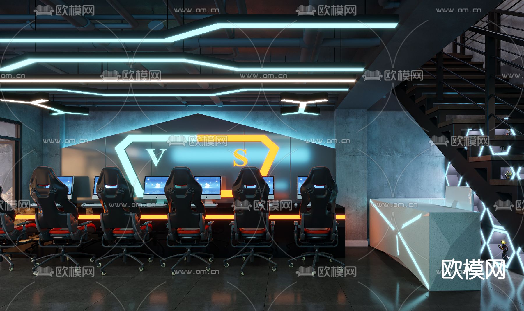 现代网吧网咖3d模型
