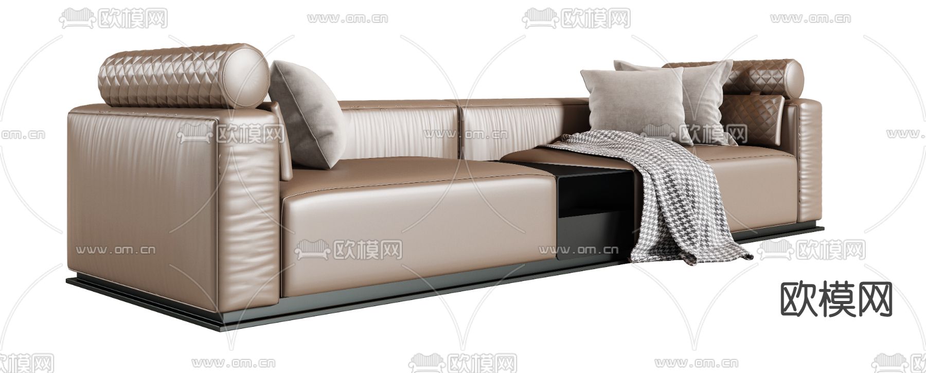 现代皮革双人沙发3d模型下载（渲染图2）