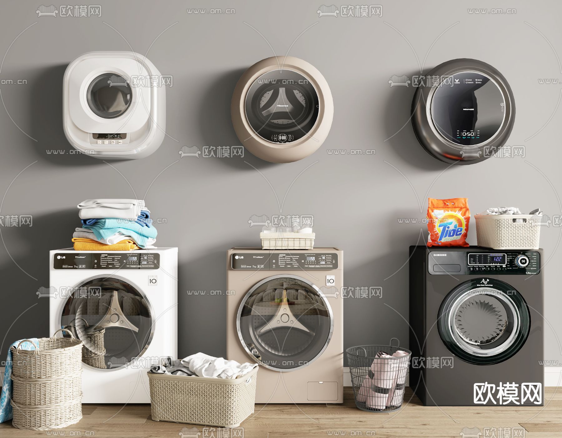 现代滚筒洗衣机壁挂洗衣机3d模型下载