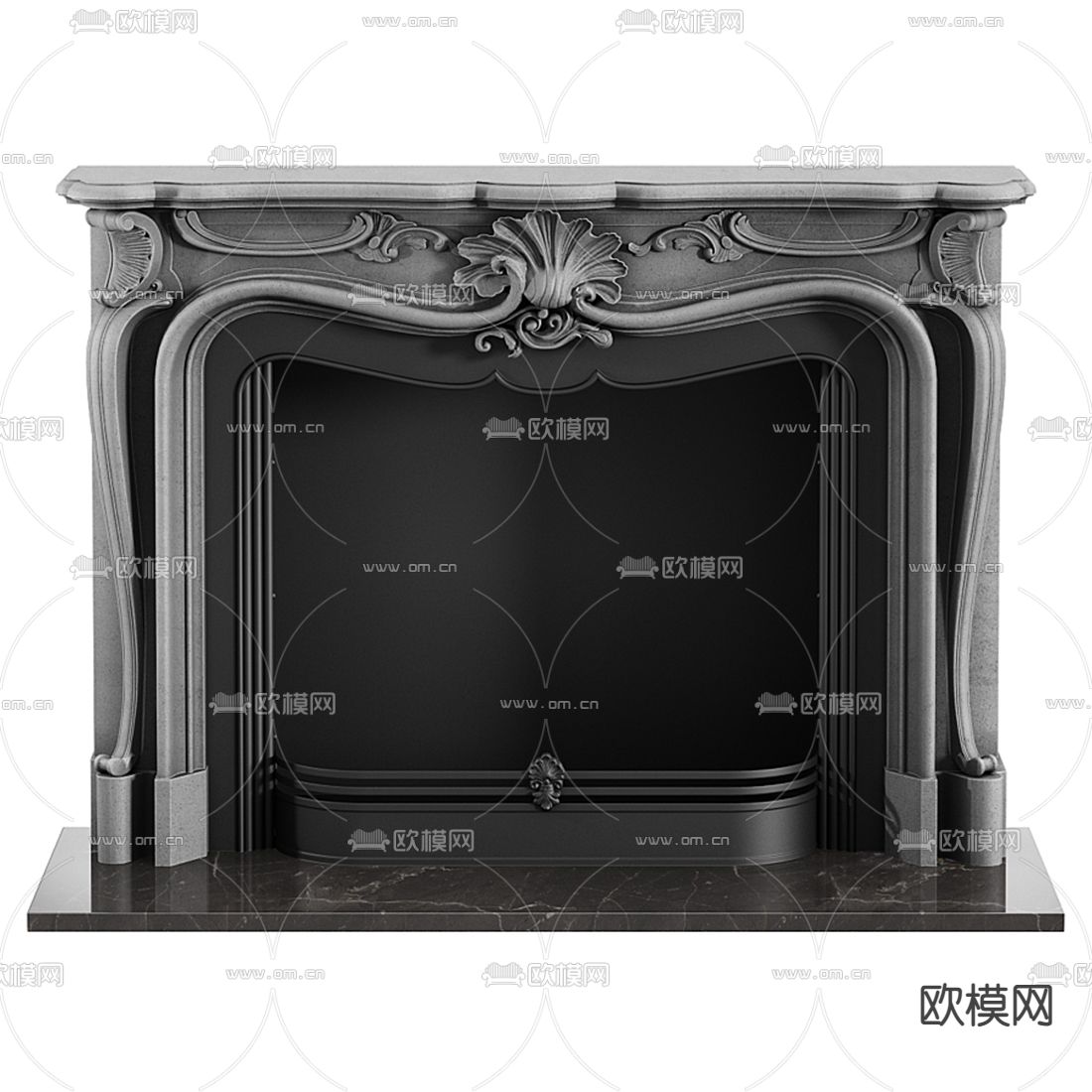 简欧壁炉3d模型下载（渲染图1）