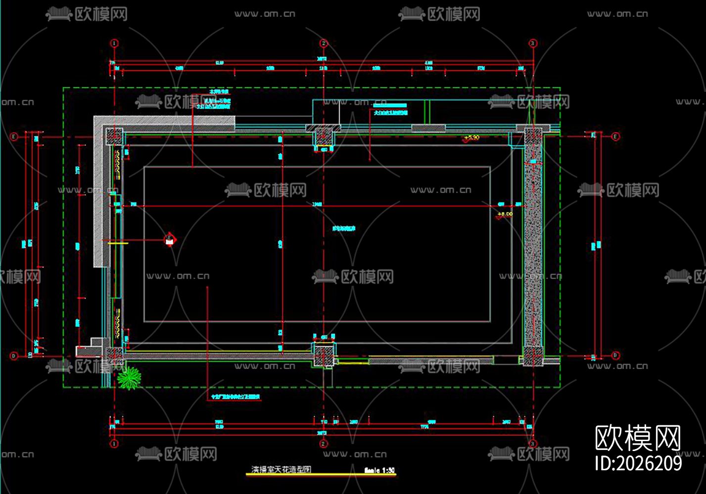 大学演播室cad施工图下载（渲染图3）