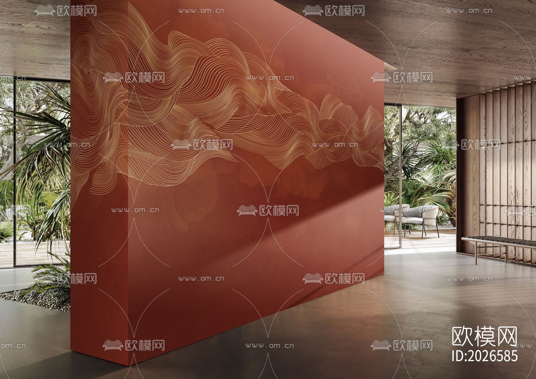 现代线条抽象壁纸下载（渲染图3）