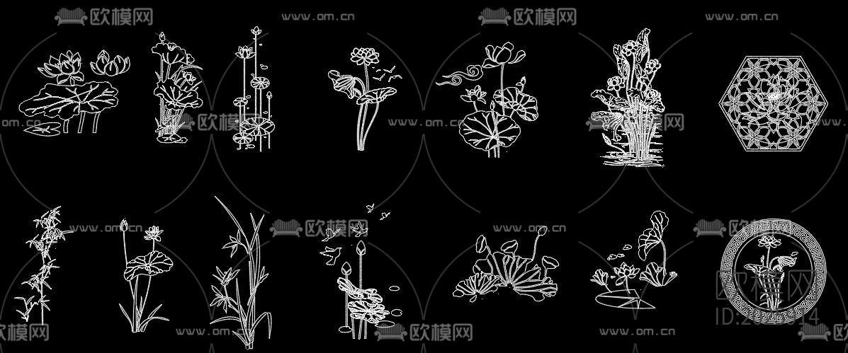 梅兰竹菊cad图库下载（渲染图9）