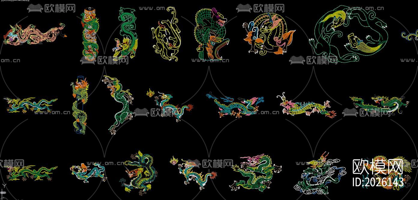 龙纹cad图库下载（渲染图5）