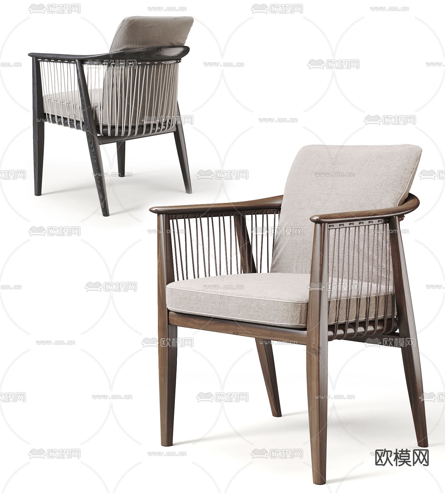 Poltrona Frau 布艺单椅3d模型下载（渲染图1）