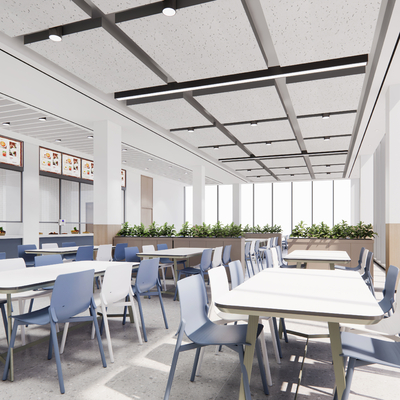  现代自助餐厅su模型 