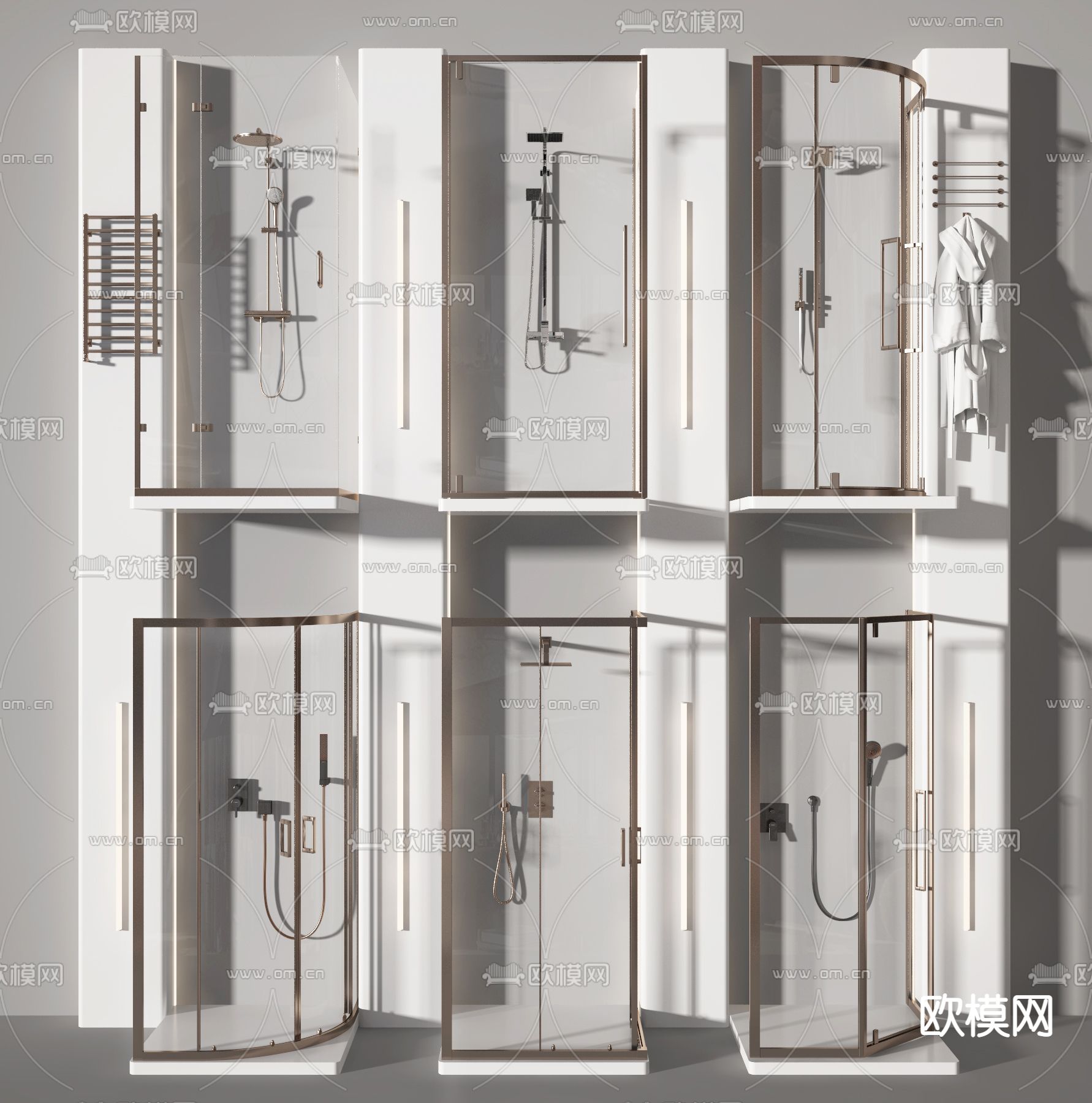 现代淋浴间花洒淋浴房3d模型下载