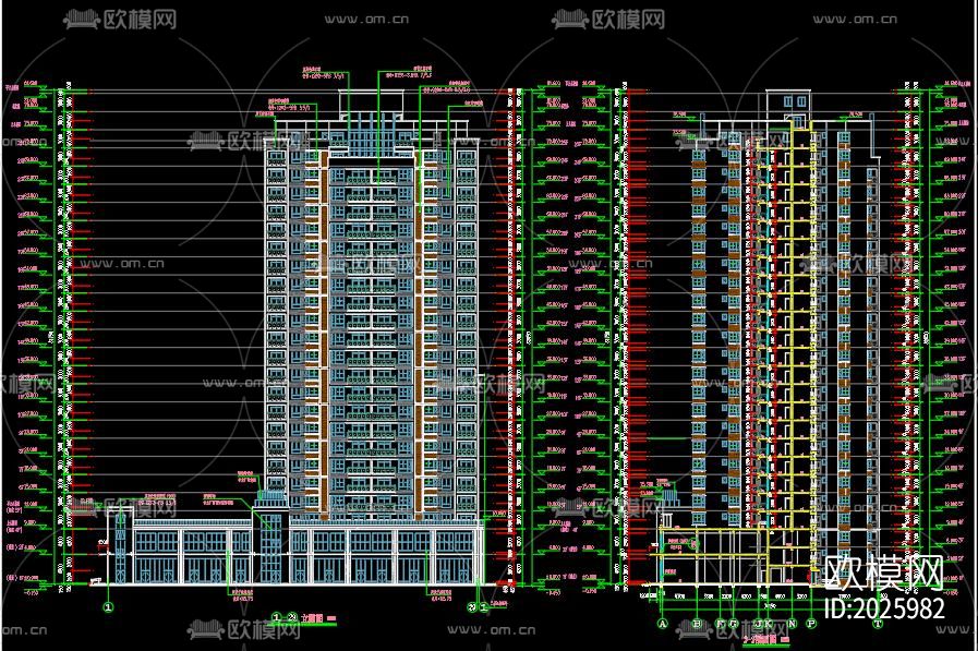 二十五层商业建筑cad施工图下载（渲染图9）