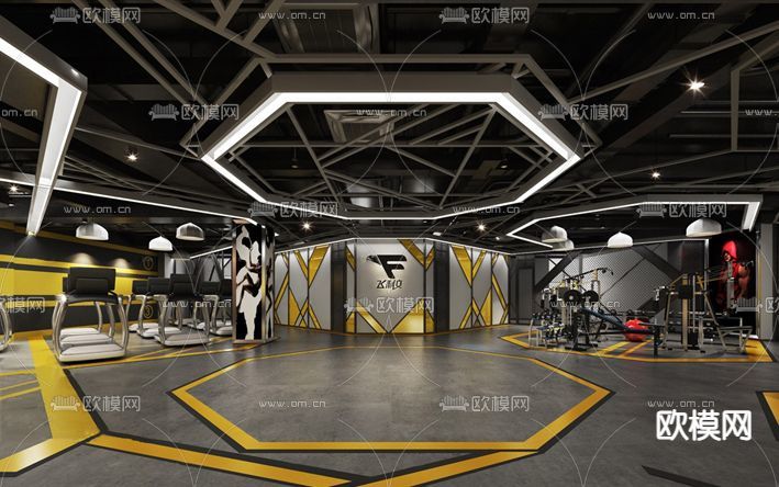 工业风健身房免费3d模型下载(渲染图4)