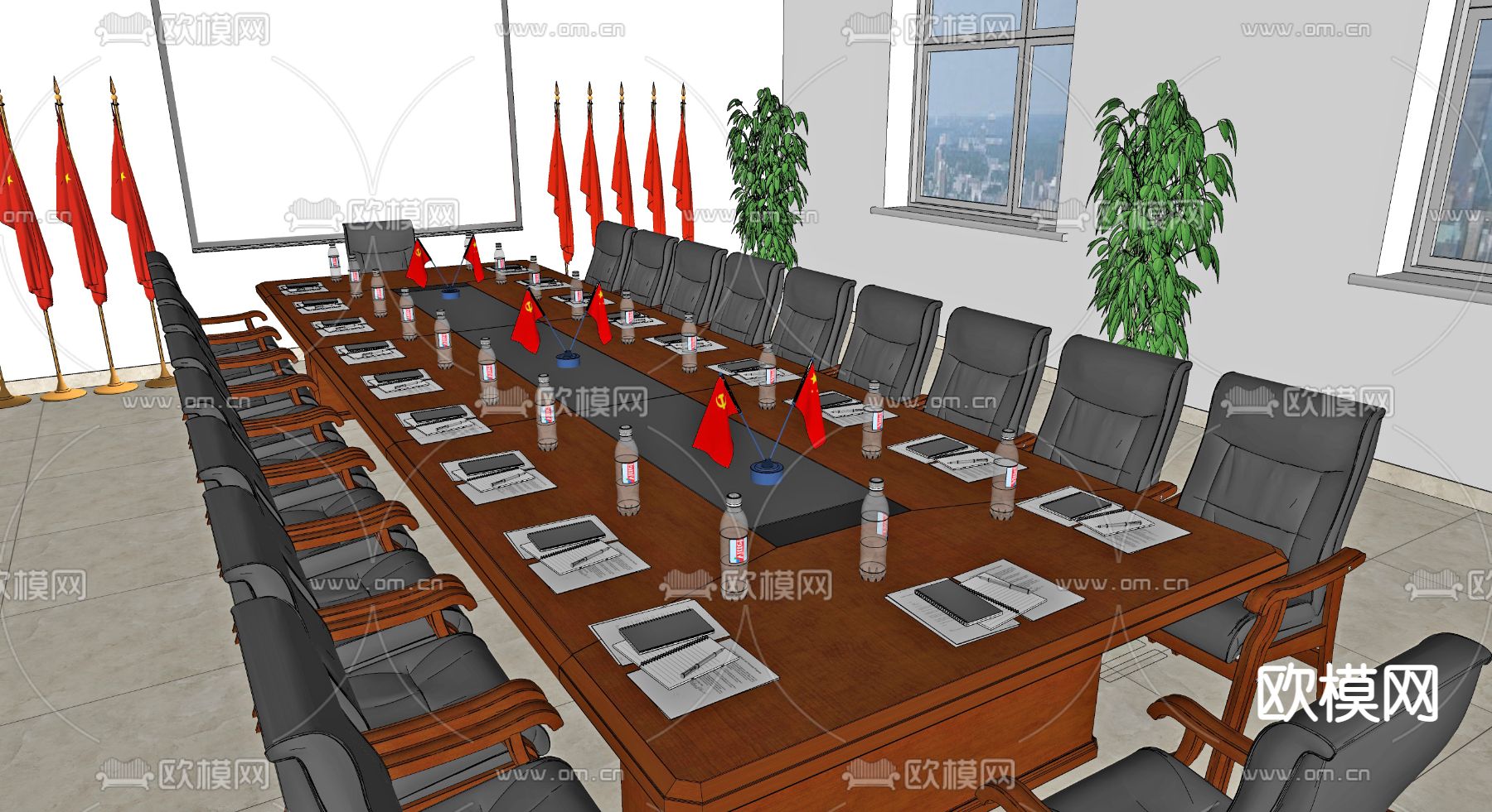 现代公司党建书吧su模型下载（渲染图4）