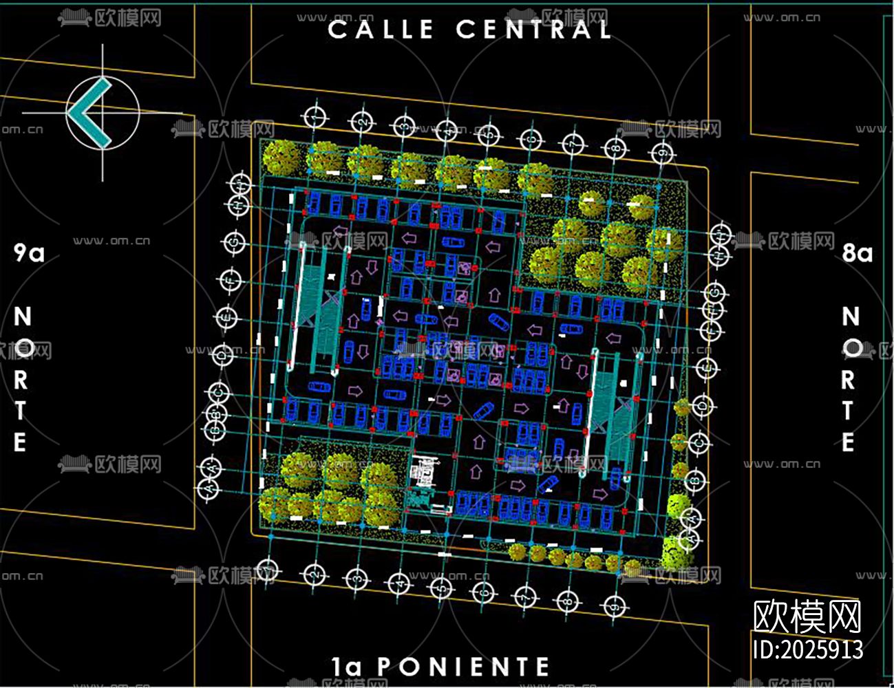 立体停车场cad施工图下载（渲染图3）