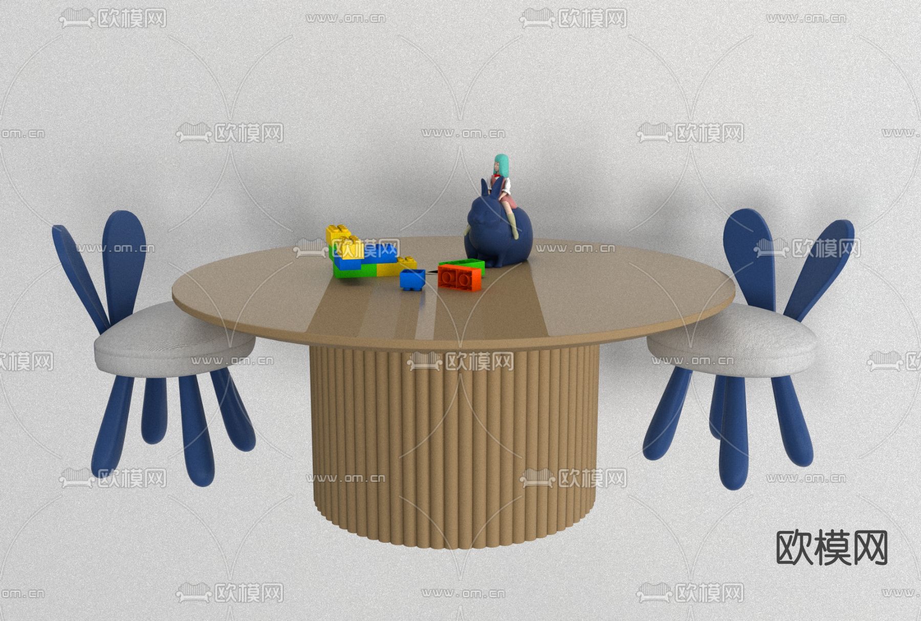 北欧儿童桌椅免费3d模型下载