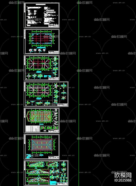钢结构四坡桁架屋面cad施工图下载（渲染图7）