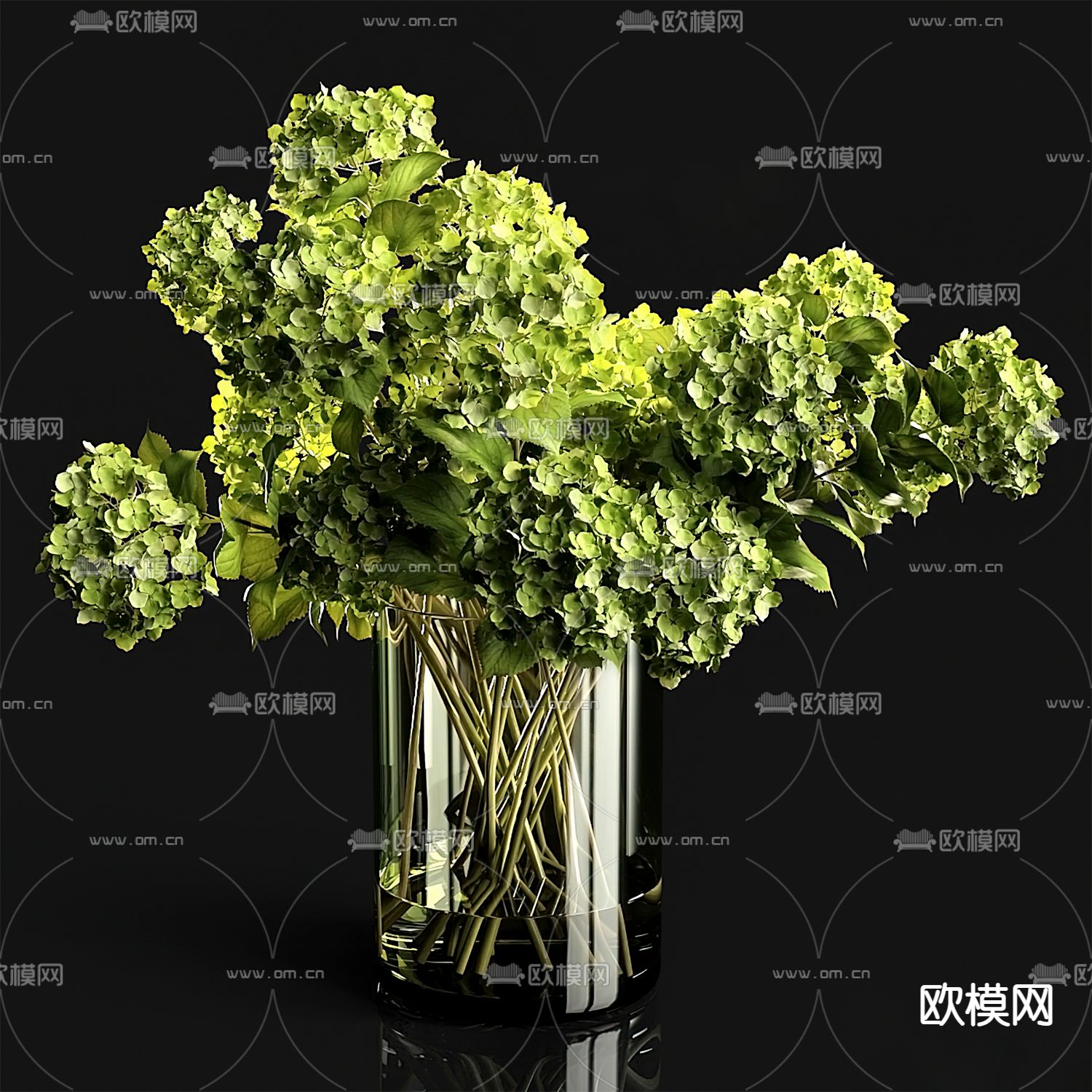 现代玻璃花瓶花艺3d模型