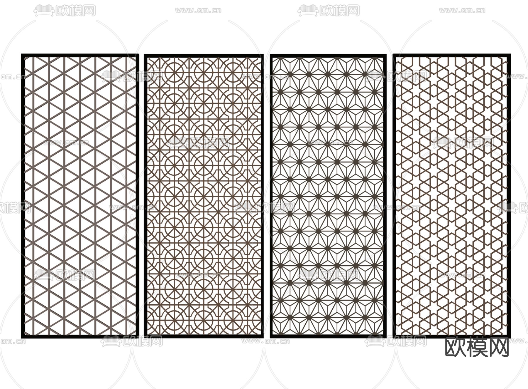 现代镂空隔断屏风su模型下载