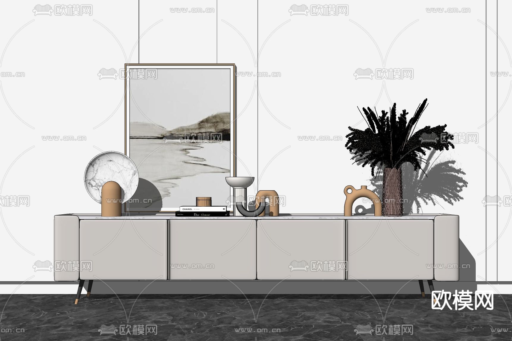 现代电视柜su模型