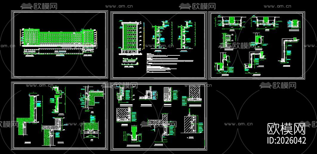 办公楼干挂石材幕墙节点大样下载（渲染图7）