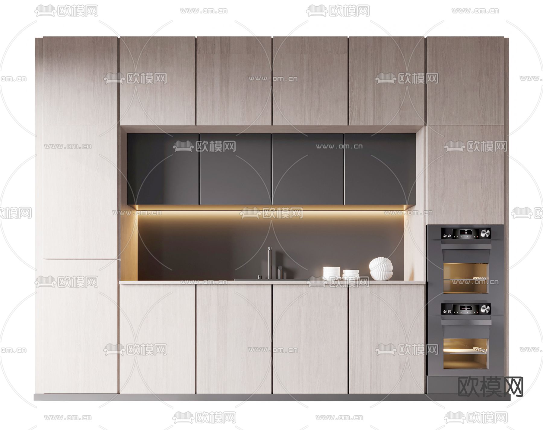 现代橱柜su模型下载（渲染图1）