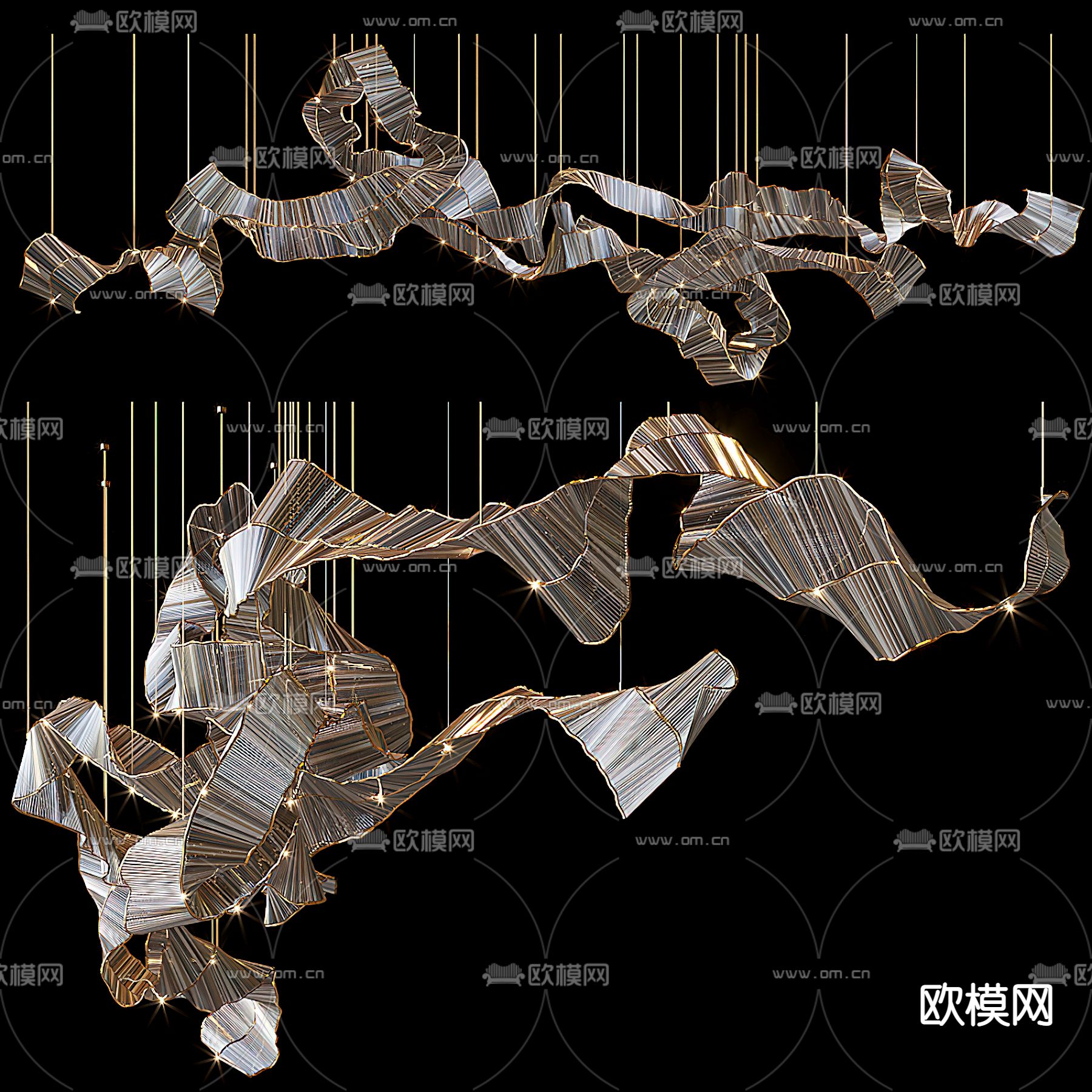 现代水晶飘带装饰灯3d模型下载