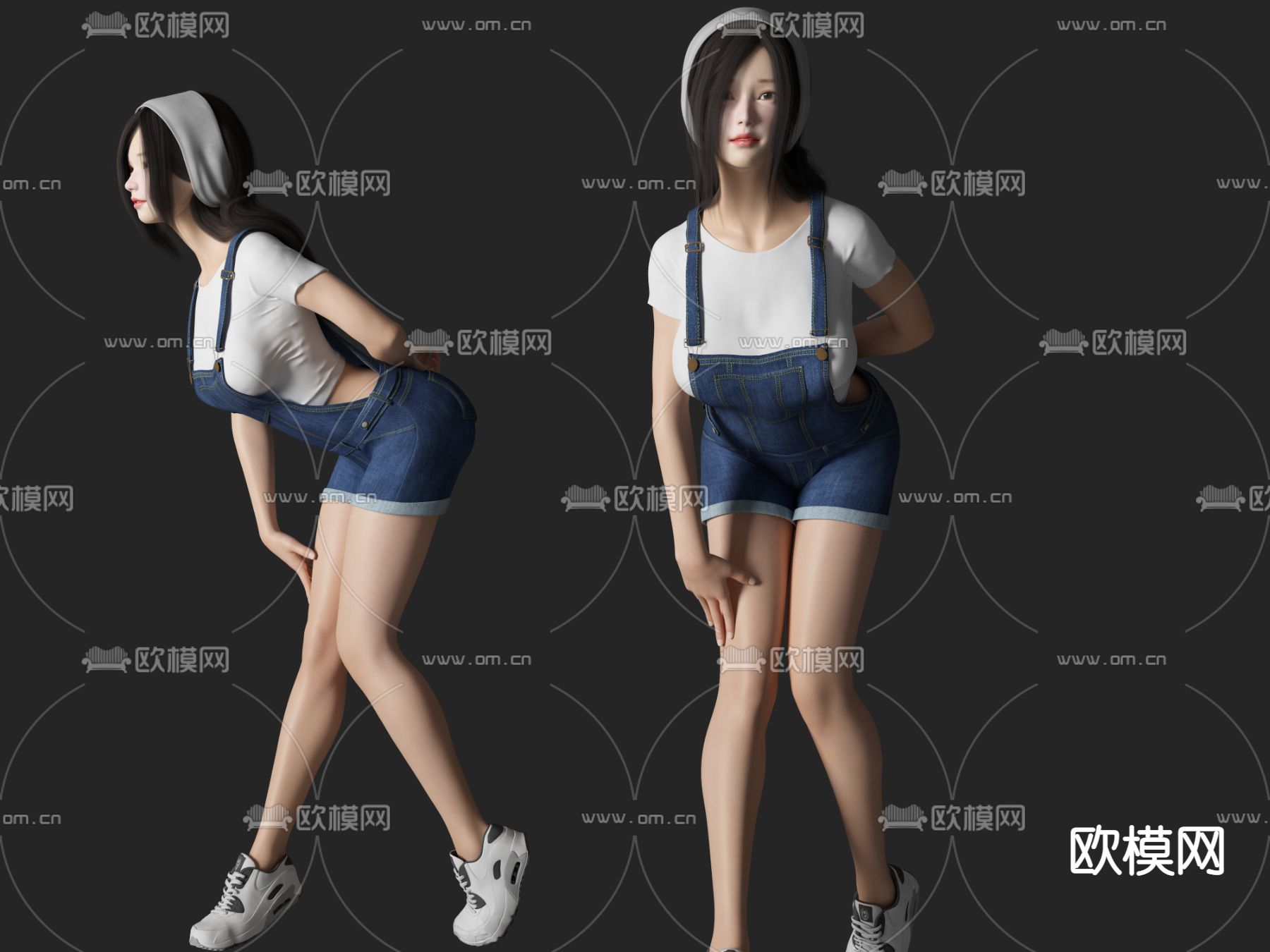 现代美女人物su模型下载（渲染图1）