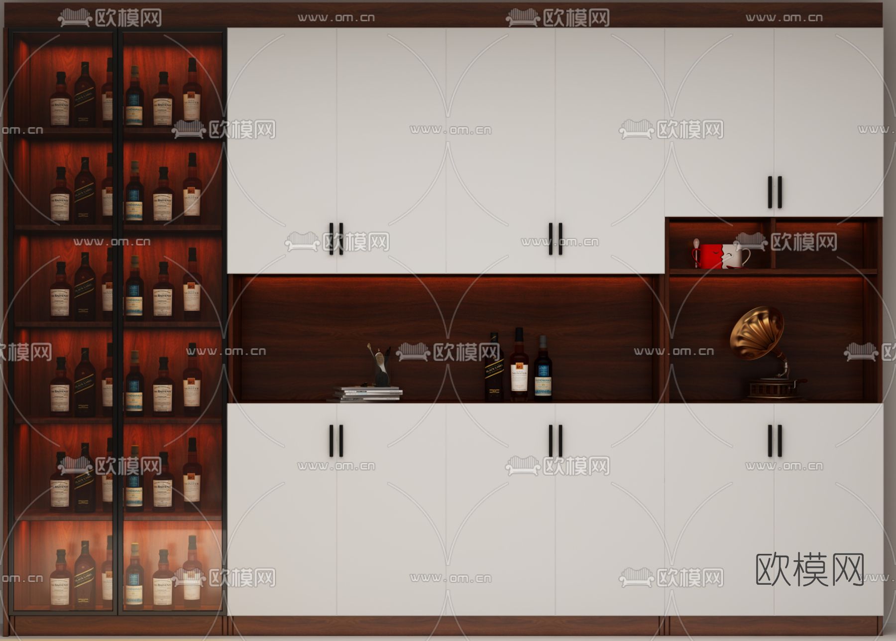 现代多功能酒柜免费3d模型下载