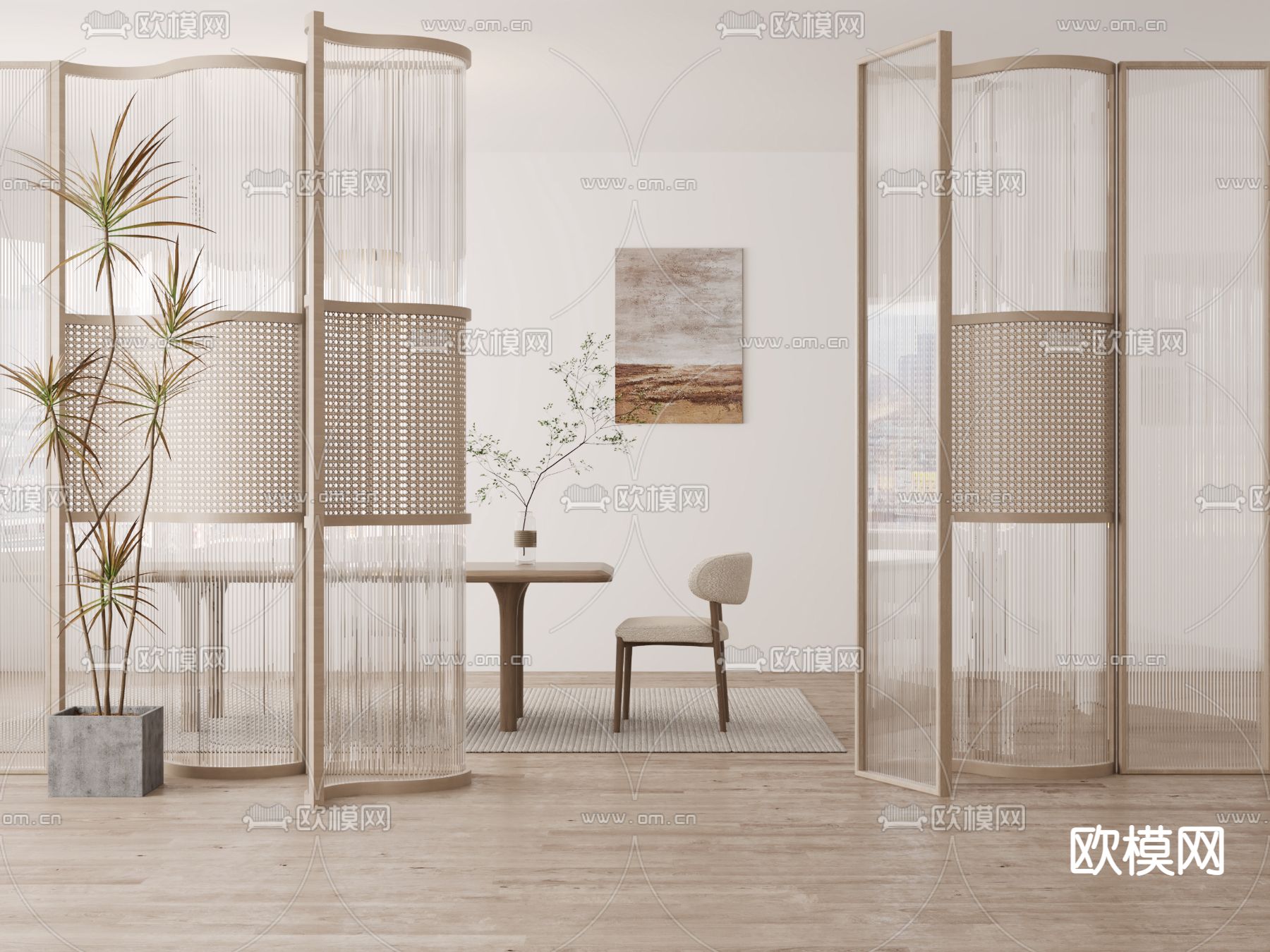 侘寂玻璃隔断susu模型下载（渲染图1）