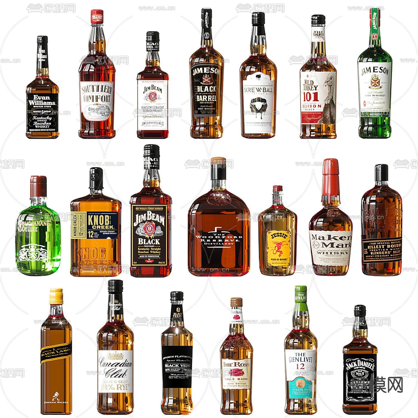 现代酒水洋酒3d模型下载（渲染图2）