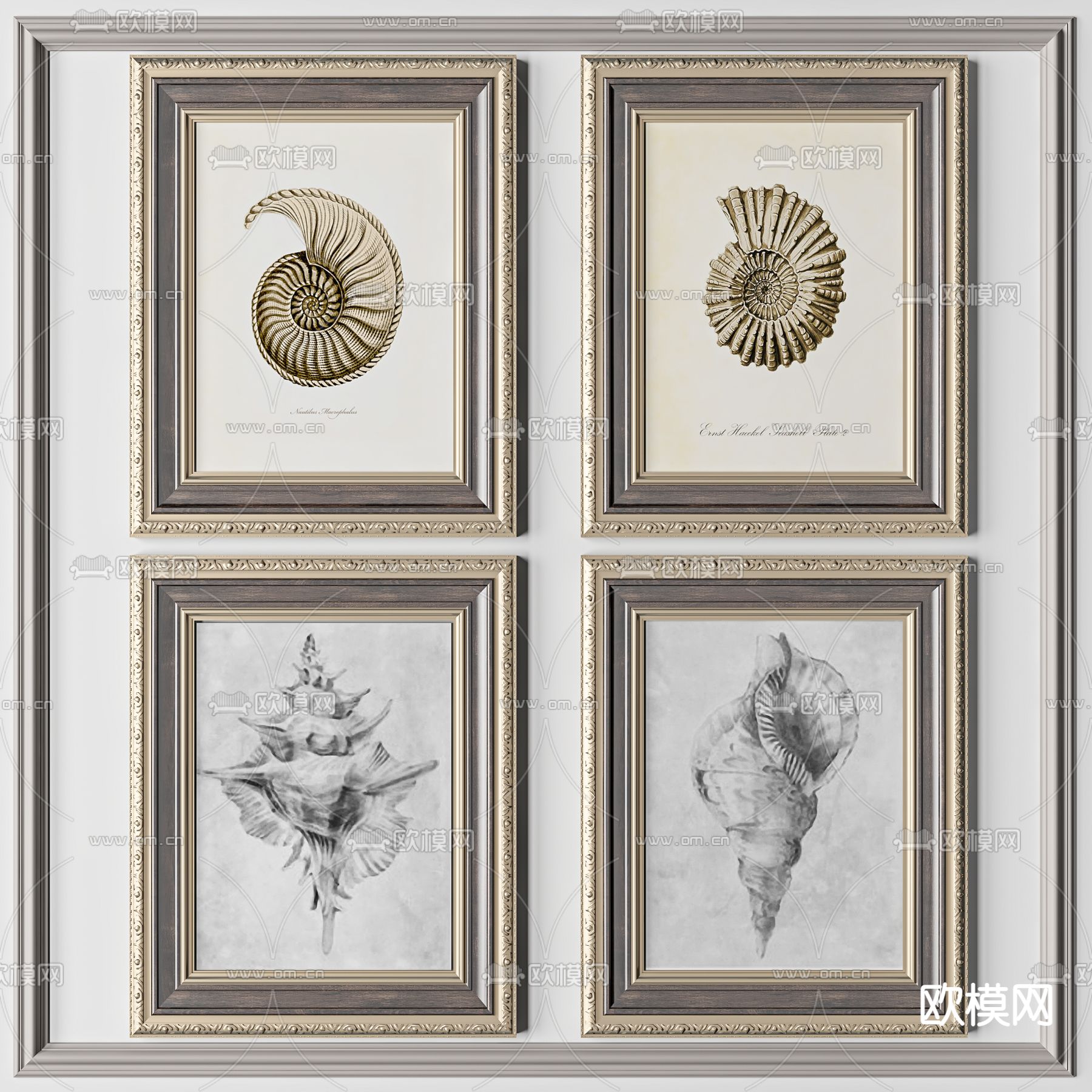 简欧贝壳装饰画3d模型下载