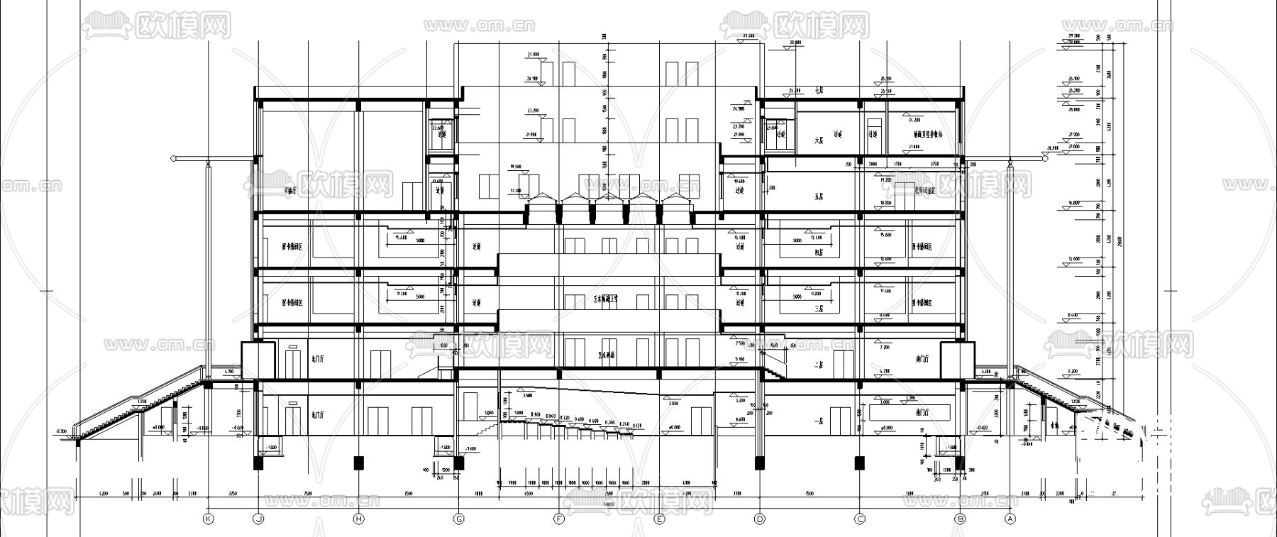 某师范学院施工图纸下载（渲染图1）