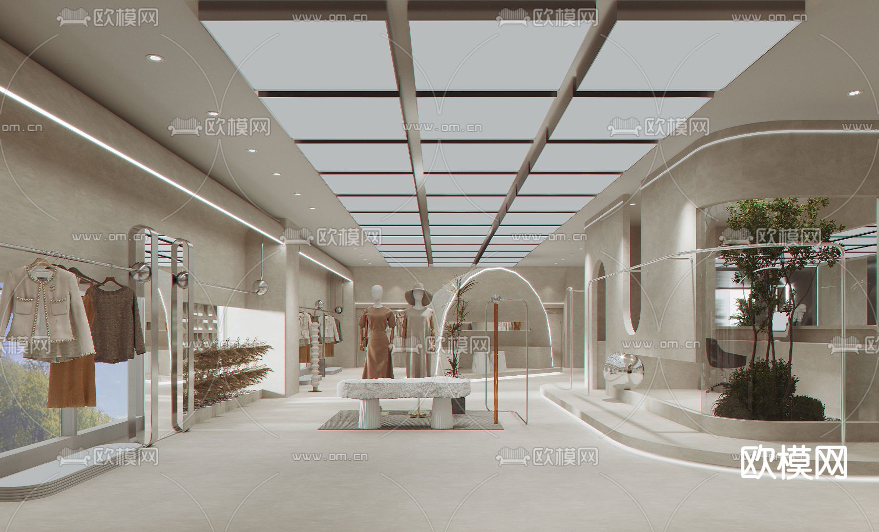 侘寂风服装店su模型下载（渲染图1）