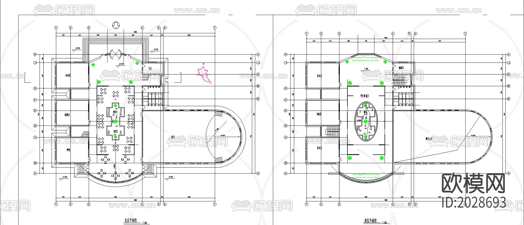 大学生活动中心CAD施工图下载（渲染图1）