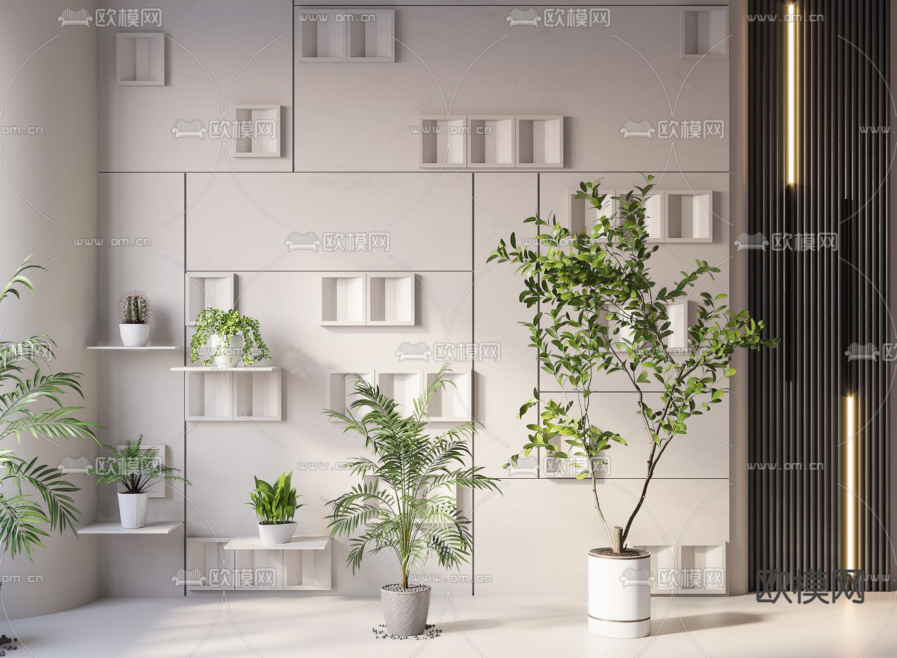 现代绿植su模型下载（渲染图1）