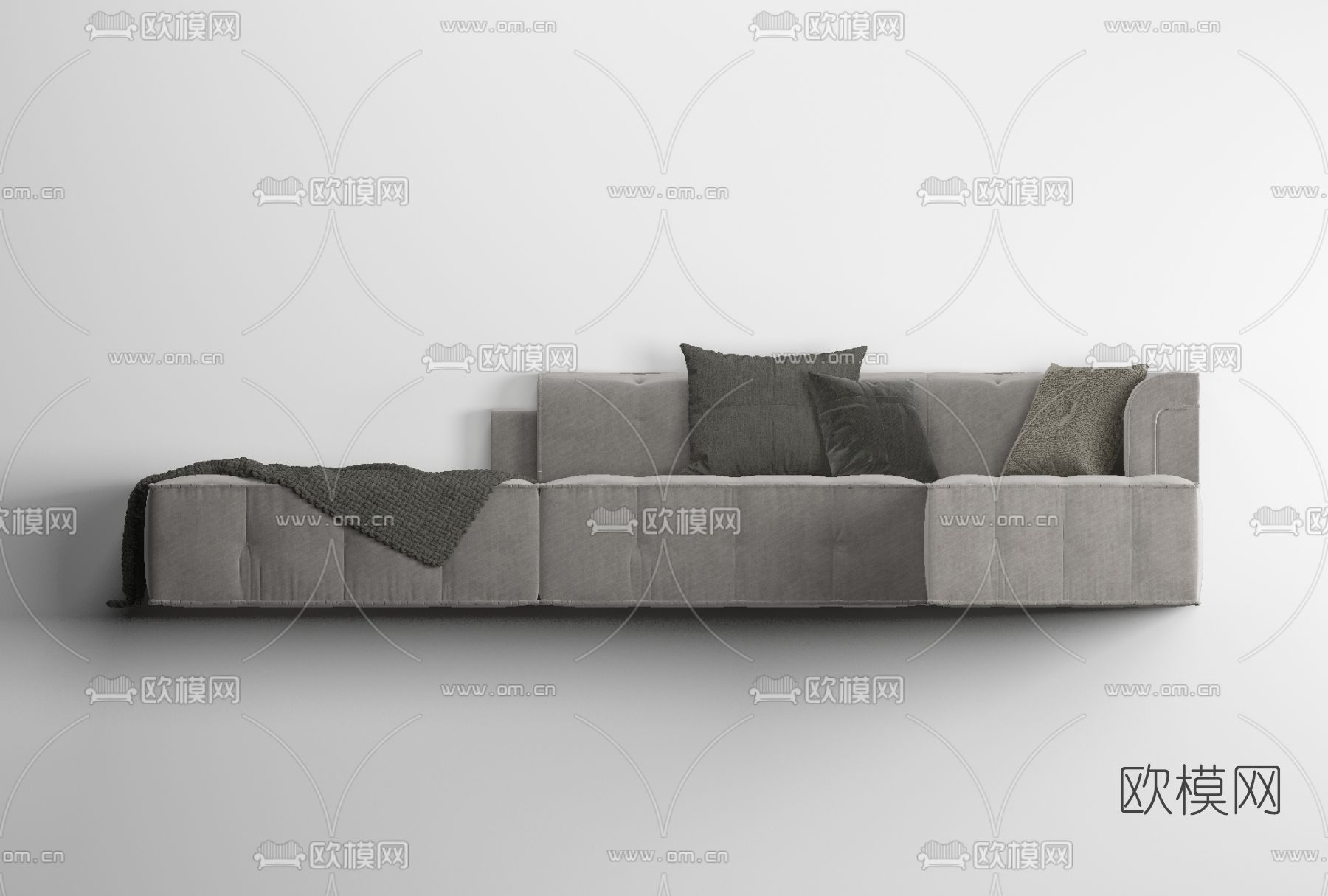 现代布艺转角沙发免费3d模型下载