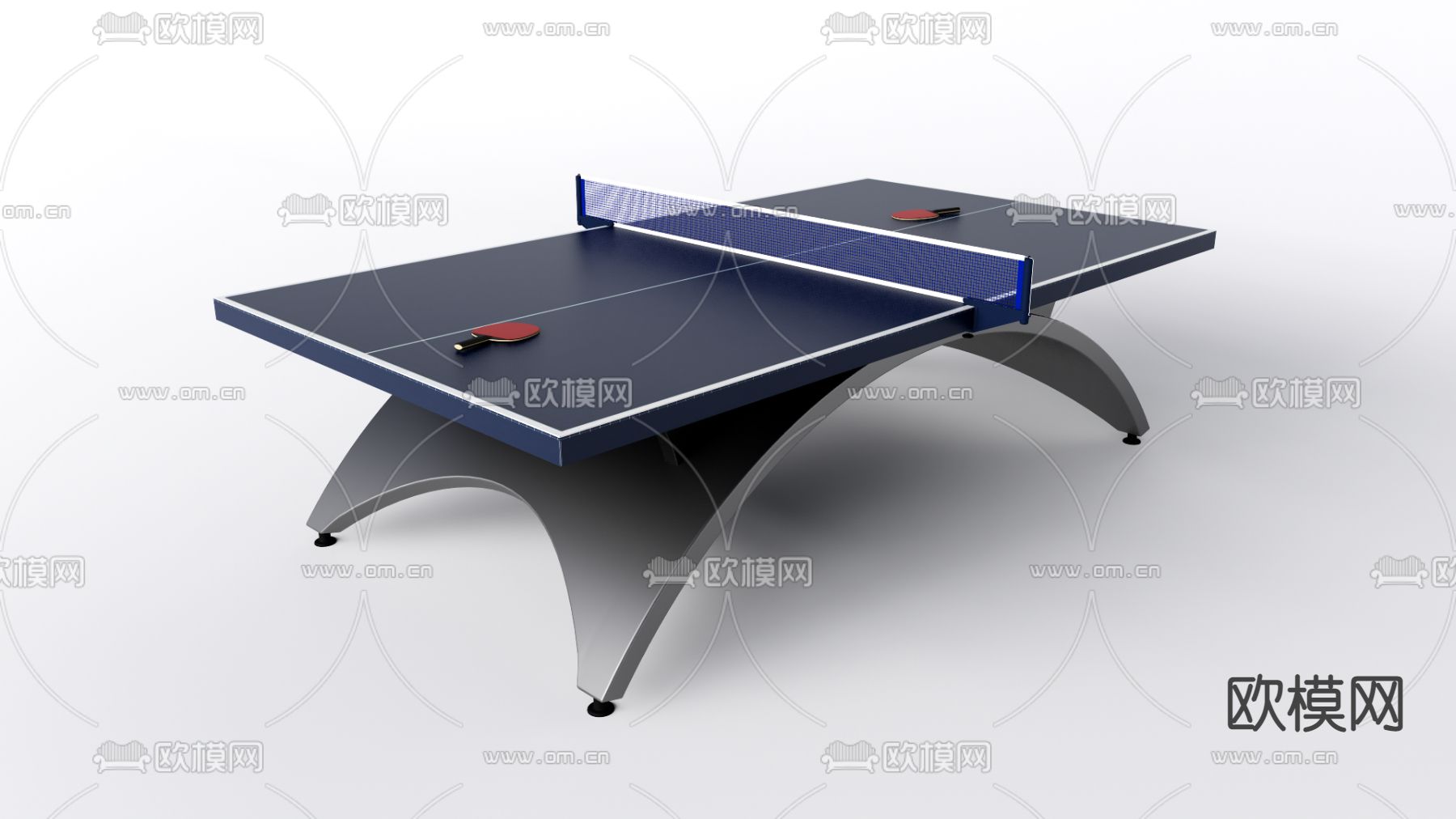现代乒乓球台su模型下载（渲染图1）