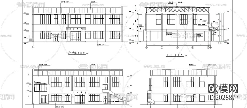 中學操場與食堂建筑CAD施工圖下載(渲染圖1)