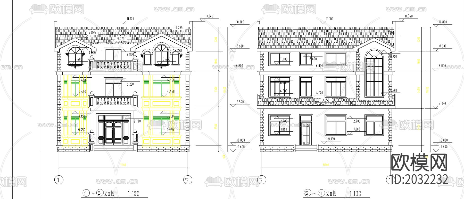 别墅建筑cad施工图下载（渲染图1）
