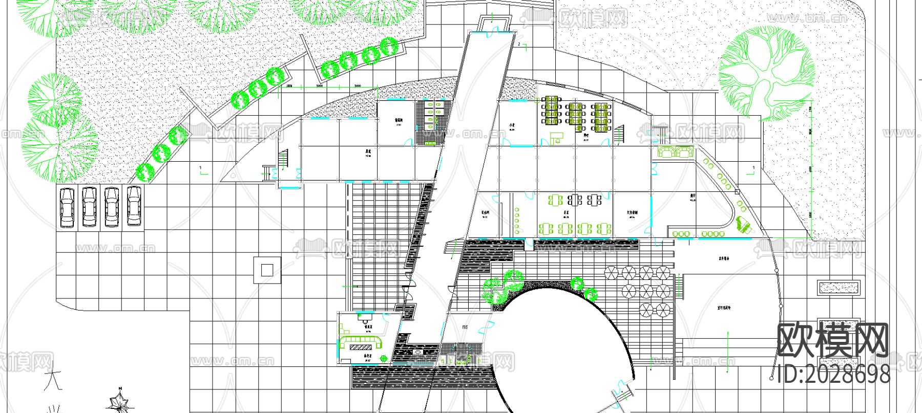 大学生活动中心设计CAD施工图下载（渲染图3）