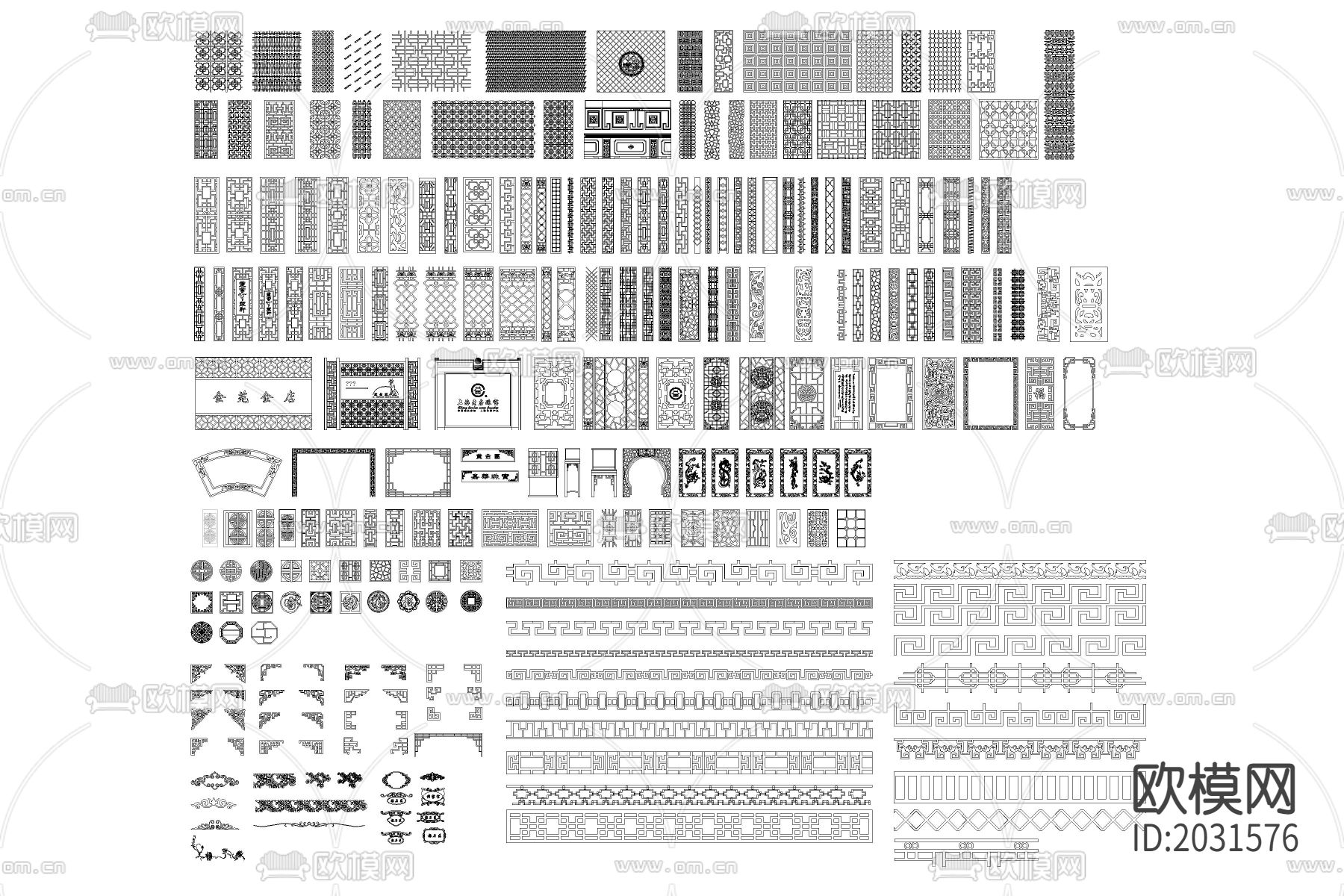 中式木雕花平面cad图库下载（渲染图1）