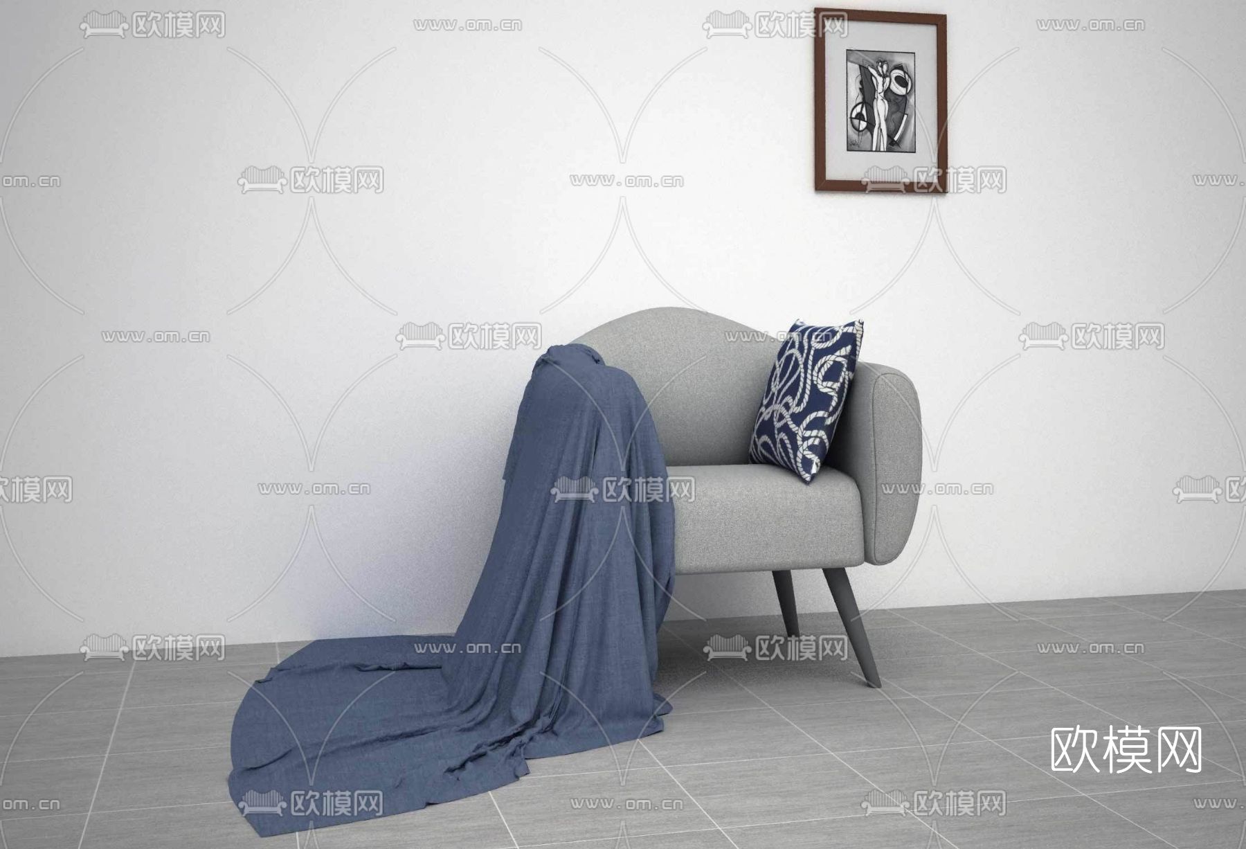 现代单人沙发免费3d模型下载