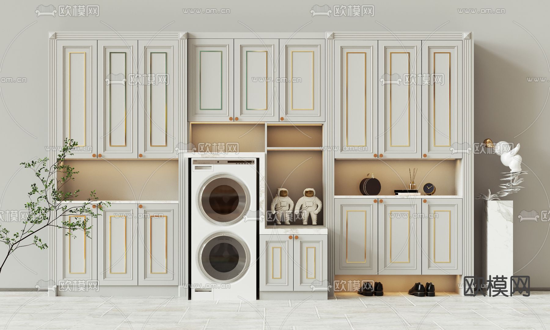 简欧玄关鞋柜3d模型下载