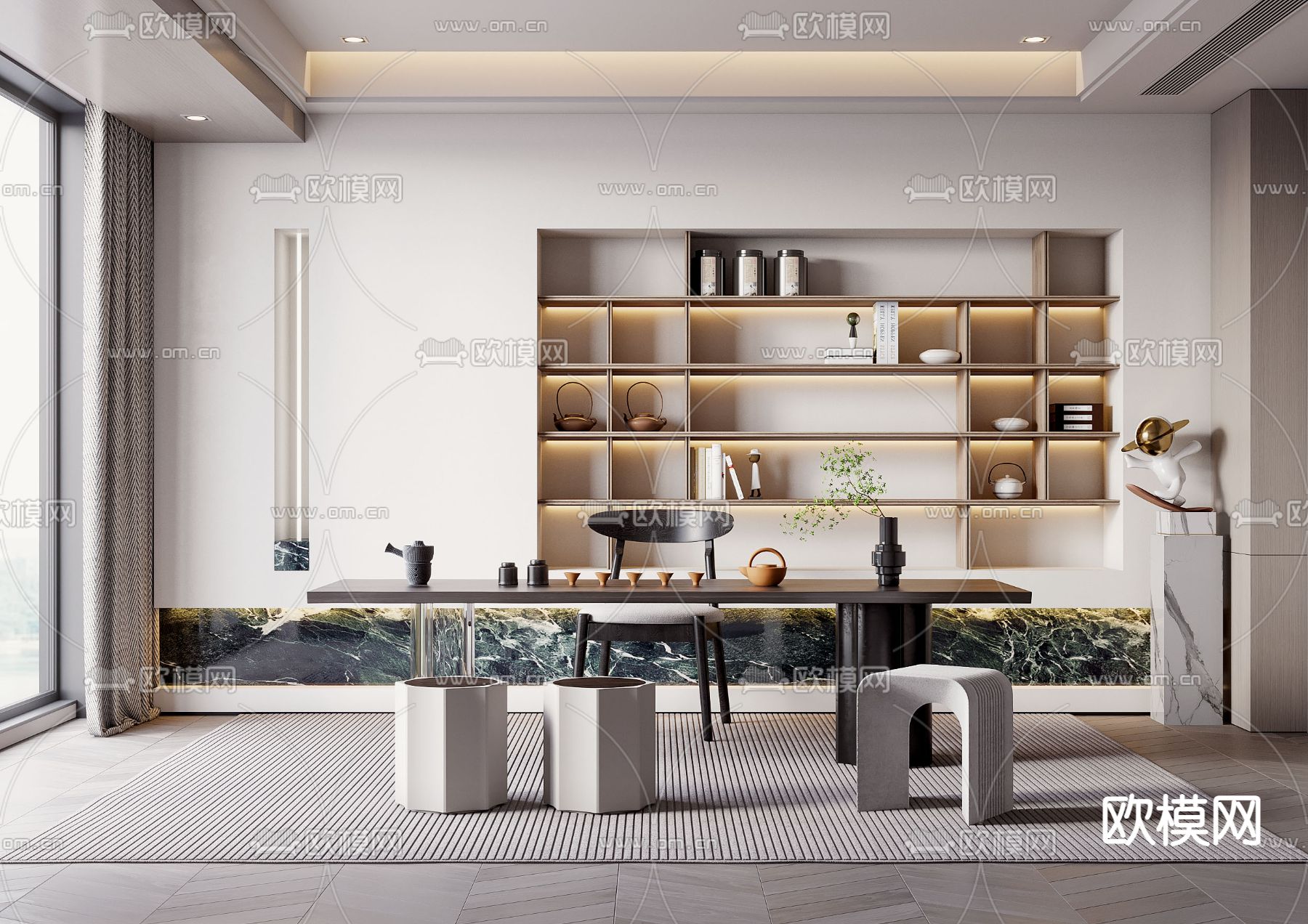 现代茶室3d模型下载