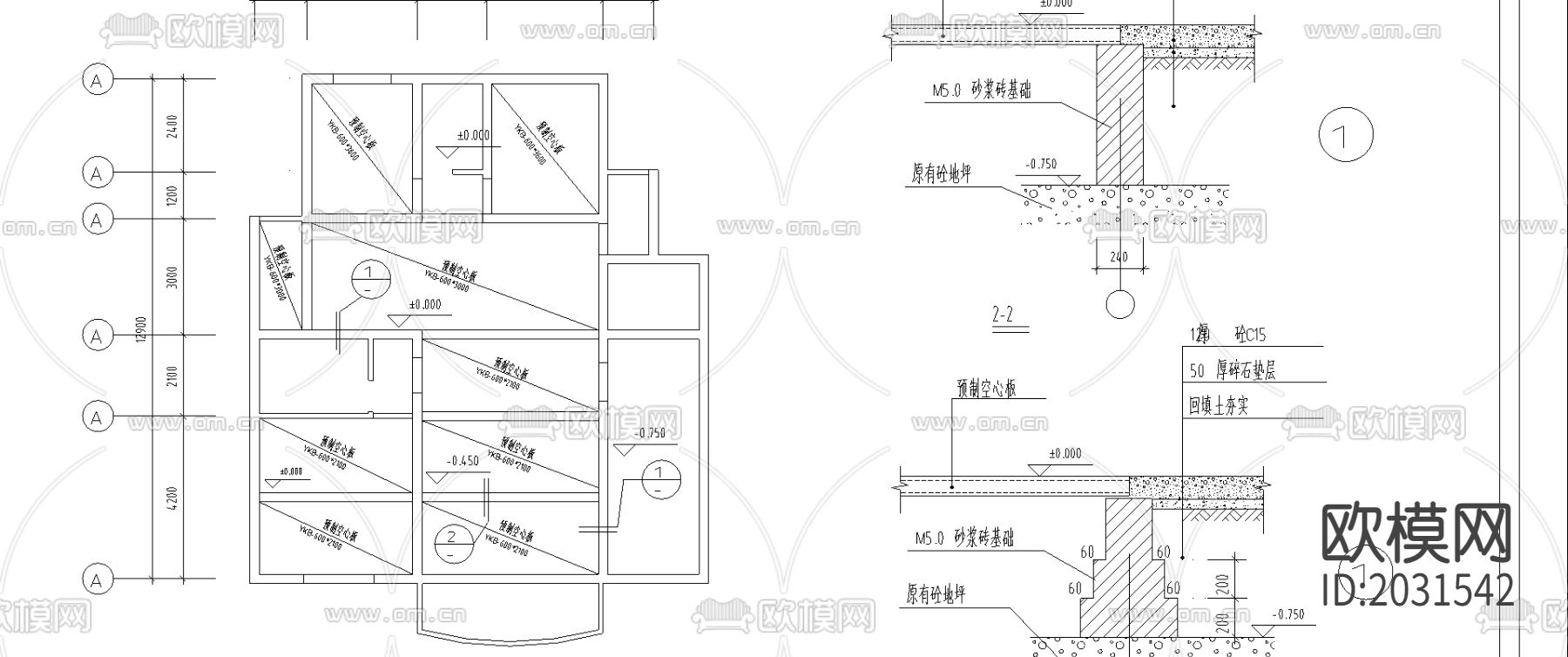 别墅cad平面布置图下载（渲染图2）