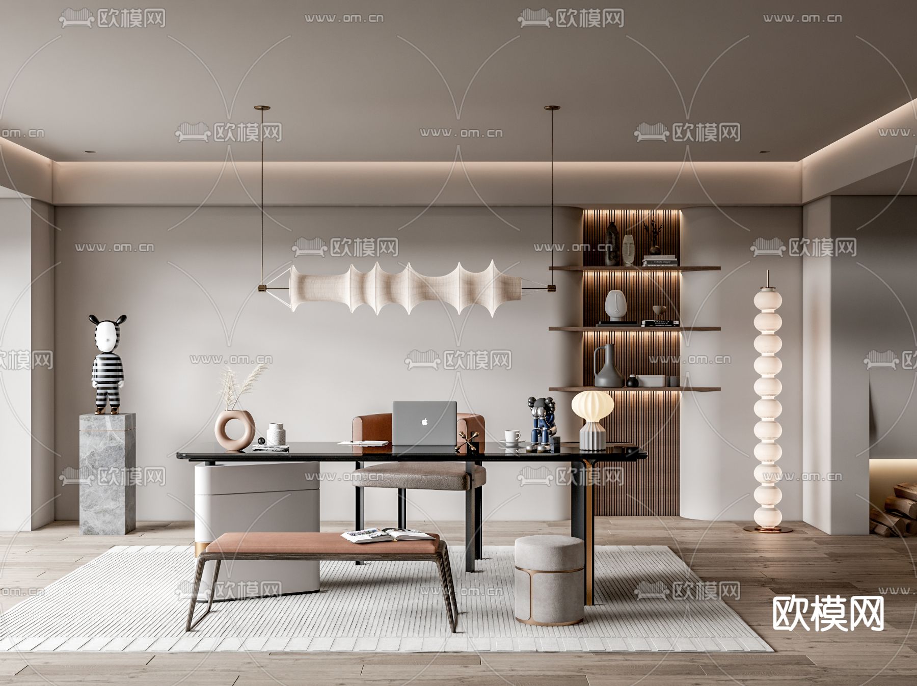 侘寂书房su模型下载（渲染图1）