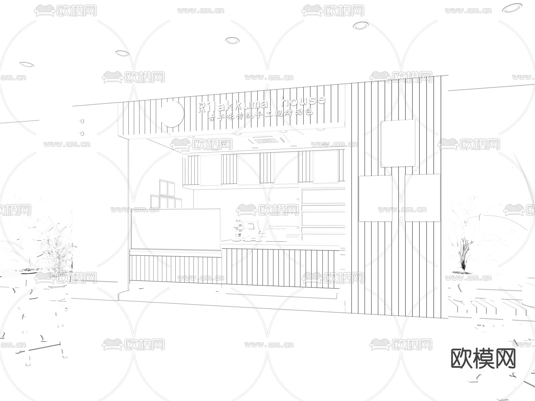 现代烘焙店免费3d模型下载（渲染图2）