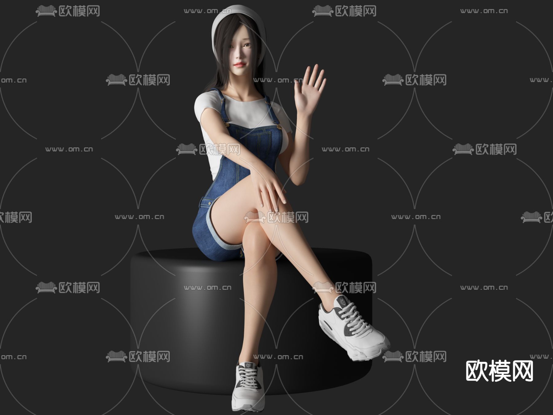 现代美女人物su模型下载（渲染图1）