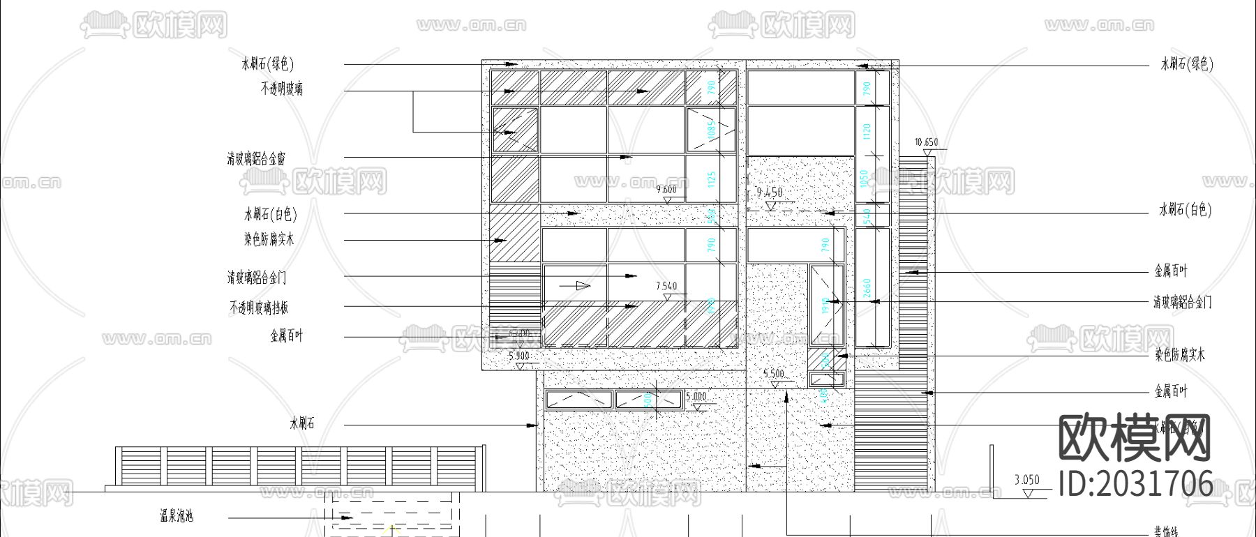 别墅建筑cad施工图下载（渲染图1）