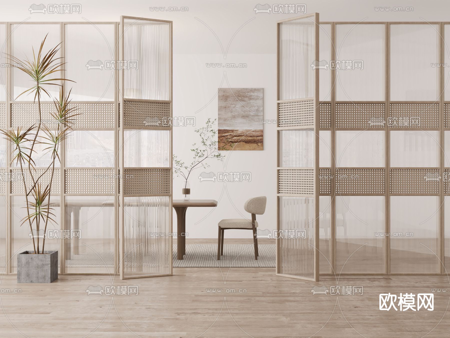 侘寂玻璃隔断susu模型下载（渲染图1）