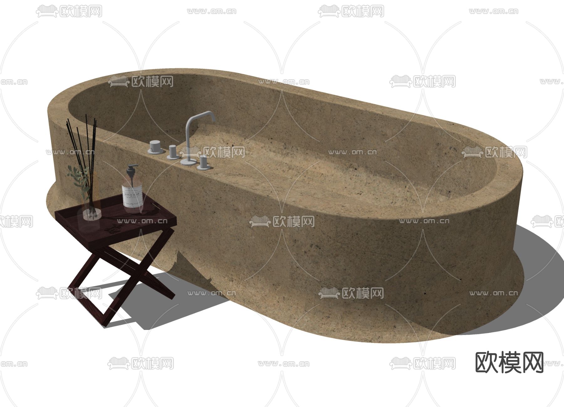 现代浴缸su模型下载（渲染图2）