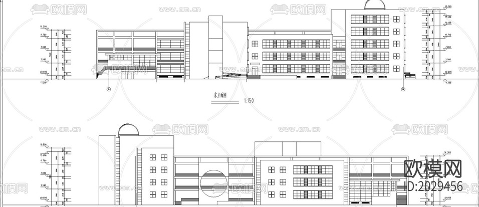 教学楼建筑cad施工图下载(渲染图1)